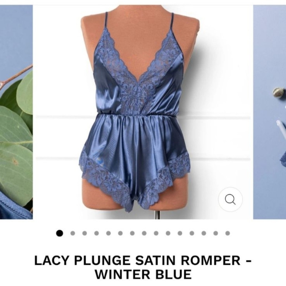 Mentionables Satin Romper Winter Blue 3x